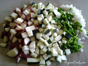 Chopped Fresh Vegetables for Quiche