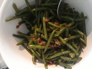 French green beans with caramalized onions